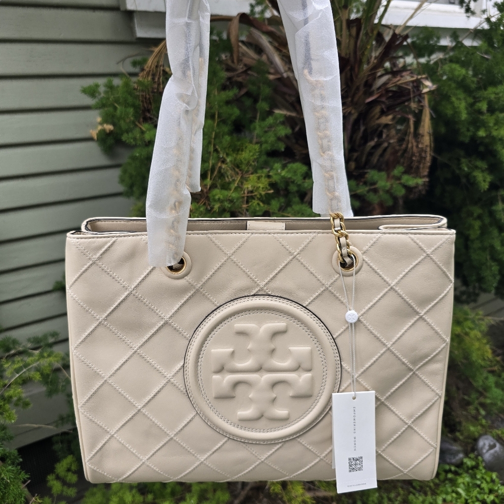 Tory Burch Cream Fleming Soft Chain tote